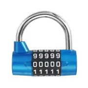 Combination Padlock, 5 Digit Gym Locker Lock Zinc Alloy Password Padlock, Blue