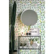 Tiny Cacti Plants dark wall mural Leaves decor Watercolor removable wallpaper