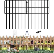 10 Pack Garden Animal Barrier, 1.65inch Spike Spacing No Dig Fence, Reusable Rustproof Metal Defense Border for Dogs Rabbits, Outdoor Yard Blocker, Total 10.8ft(L) x 17inch(H)