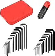 35Pcs Allen Wrench Set Chrome Vanadium Steel L Shape Hex Key Assortment Set 0.028-3/8 Inch Standard SAE and 0.7-10 mm Metric Size for Fasteners..(Black and red,35 sets)