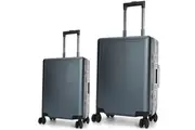 Swiss Aluminium Luggage Suitcase Lightweight with TSA locker 8 wheels 360 degree rolling HardCase 2 Piece Set SN7613A&C Blue