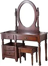 New Furniture Solid Wood Dressing Table Modern Simple Makeup Vanity Set with HD Mirror and Stool Dresser Storage Cabinet Small Vanity Desk Computer Desk
