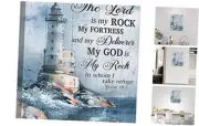Ocean Lighthouse Wall Art Christian Psalm Bible Quotes 12L" x 16W" Lighthouse 2