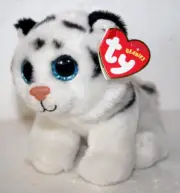 TY Original Beanies 2017 Tundra White Tiger 6" Plush Stuffed Animal Blue Eyes