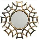 Gold Black Small Mirror Sunburst Starburst Glass Plastic 9.75x9.75 Home Office