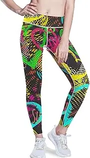 [GuoChe] Sex Yoga Pants for Women 1970s Disco Retro Grunge Graffiti Stretchy Butt Lift Leggings