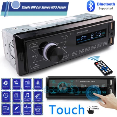 Single Din Car Stereo In-Dash MP3 Player Touch Screen Bluetooth Radio USB AM/FM