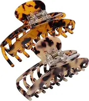 Vaguelly 2pcs Large Leopard Hair Claw Clips for Women Durable Jaw Clamps for Thick Thin Hair for Everyday Use and Special Occasions