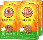 Metamucil Fiber Thins, Apple Crisp Flavored Dietary Fiber Supplement Snack with Psyllium Husk, 12 servings (Pack of 4)