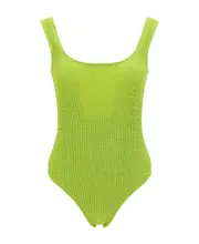 scoop neck knitted swimsuit XS Green