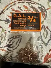 Bag of 20 G.A.L. Gage Co GAL certified 3/4” Socket Weld Contraction Rings