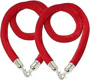 Velvet Rope Red Queue Barrier Ropes with Gold Plated Hook, Velvet Stanchion Rope 3/4/5/6Ft, Crowd Control Rope, Red Velvet Rope for Queue Divider, Rope Barrier 1/2/3M, 2PCS Queue Line Barrier(4.9ft/15