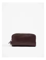 [Country Road] Large Leather Wash Bag in Chocolate