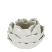 Belle Cabbage Clay/Ceramic Vase Small 24cm Tabletop Accent Home Decor White