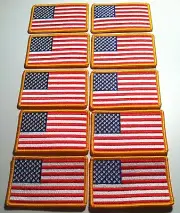 10 UNITED STATES Flag Patch W/ VELCRO® Brand fastener Military GOLD Emblem #9