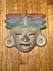 Vtg Aztec Mayan Tribal Wall Face Head Mask Mexican Red Clay Pottery