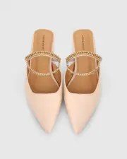 [Belle & Bloom] On The Go Leather Flat - Nude