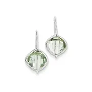 Sterling Silver Rhodium Plated Green Quartz Dangle Earrings