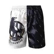 Collingwood Magpies AFL AF9263 Boys Team Logo Printed Satin Boxer Shorts New