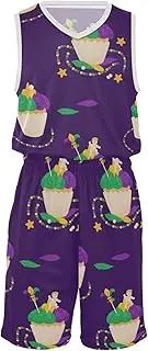 [GuoChe] Basketball Shorts Jersey Mardi Gras Carnival Food Lily Beads Cupcake Purple Basketball Jerseys for Mmen Costume