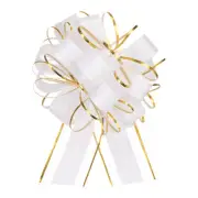 10pcs 8 Inch Large Pull Bow Gift Wrapping Bows Ribbon Organza White for Wedding