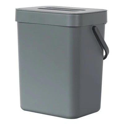 Puro Wall-Mounted Trash Can with Lid, 1.32 Gal / 5L Hanging Trash Can, Small ...