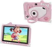 HOTTABLET Kids Tablet, 7" Android 12 Tablet for Kids, 4GB RAM 32GB ROM with Case, 1.6Ghz Quad-core Processor 3000mAh Battery FHD Display, 5MP Camera Parental Control, Pink