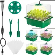Seed Starter Tray with 8 Leds Grow Light, Humidity Domes, and Timing Controller,