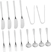 LABRIMP Essential Cheese Knife Set Stainless Steel Butter Spreader Dessert Spoon Fork Charcuterie Accessories Elegant Easy to Maintain