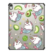 iPad Air 13-inch (M2/M3) iPad Impact Case Magical Unicorn Mermaid with Avocado Broccoli - Cute Sea Animal with Kawaii Fruit & Food