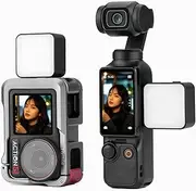 Flymile Pocket 3 Magnetic Fill Light Accessories, 6500K Adjustable Video Light with Quick - Release Cold Shoe Base, Compatible with DJI Osmo Action 5 Pro/4/3 Camera Cage Attachment, Black