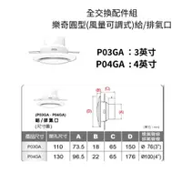 在飛比找蝦皮購物優惠-Lifegear 樂奇 圓型 3/4/6英吋 風量可調式 給