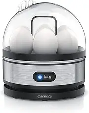 Arendo - Stainless steel egg cooker with warming function - tilt function switch with indicator light - adjustable hardness level - quenching 1-7 eggs - rust-proof, brushed stainless steel