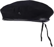 [ANDRESLAD] Sailor Berets Hat with Cord Elegant Woolen Cap for Square Dance Performance Breathable Design with Fine Workmanship for and Dance Groups Black