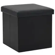 vidaXL Folding Storage Stool Footstool Storage Container Black Faux Leather