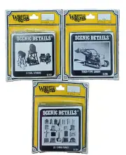 Woodland Scenics Details HO Scale Lot of (3) Tombstones Track Loader Fuel Stands