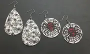 4 PC 3" Teardrop Double-Sided Halloween Leather Earring Set New Free Ship 3467