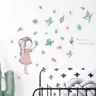 Flying butterfly girl wall stickers Girls room decoration art cartoon Wall DEO