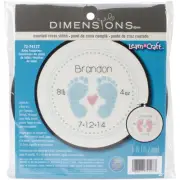 Learn-A-Craft Counted Cross Stitch Kit 6" Round-Baby Footprints 14 Ct. ,3 Pk