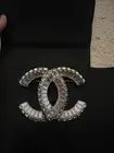 Authentic Classic Chanel Crystal Brooch CC Crystal/quilt Gold 2016/17
