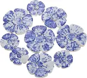 sourcing map 250g/0.55 lbs Flower Ceramics Mosaic Tiles, 3.5-6 cm Bulk Stained Ceramic Mosaic Pieces Stones Mosaic Kits for DIY Handmade Art Craft Projects Home Decor, White/Dark Blue