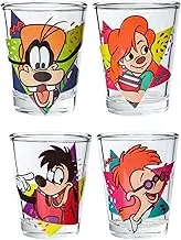 Silver Buffalo A Goofy Movie Retro Character Shapes 4pc. 1.5oz. Mini Glass Set 4x1
