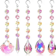 Pack of 5 Crystal Sun Catchers, 16 cm Suncatcher, Sun Catcher Window Beautiful, Sun Catcher, Light Catcher for Windows, Home, Garden, Party, Wedding, Christmas, Office, Decoration, Outdoor