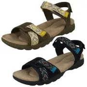 Ladies Clarks 'Amanda Sprint' Casual Suede Leather Hook & Loop Strap Sandals