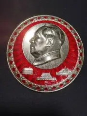 8cm Mao Zedong badge about 9th congress