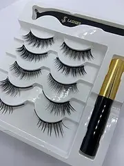 SiLashes Magnetic Eyelashes Russian Volume Extension Look 5Pairs 3D Magnetic Eyeliner and Lashes Kit !, Natural Look Russian Lashes DD Curl Chelsea Kit (Pack of 1)
