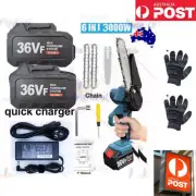 36V 6"Rechargeable Electric Mini Cordless Chainsaw 2XBattery Powered Wood Cutter