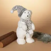 20"H Polar Bear Figurine w/ Hat & Scarf