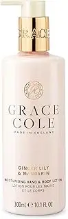 Grace Cole Ginger Lily & Mandarin Hand & Body Lotion, Moisturising and Nourishing, Vegan and Cruelty Free 300ml