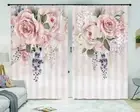 Elegant Blue Flowers 3D Curtain Blockout Photo Printing Curtains Drape Fabric